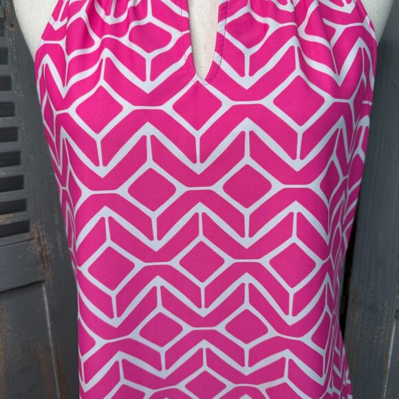 Jude Connally Lisa Jude Cloth Halter Keyhole Dress Sail Geo Sz L - Picture 5 of 14